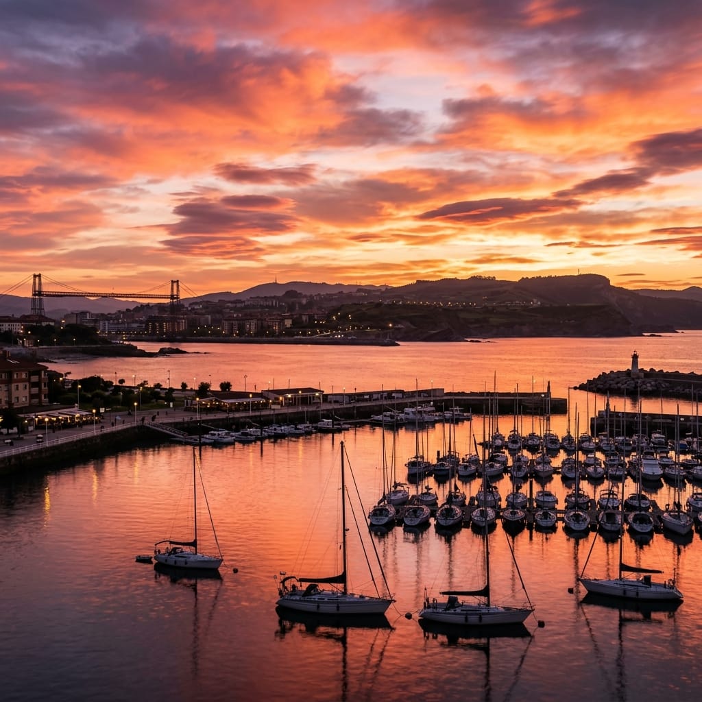 Atardecer en el puerto de Getxo